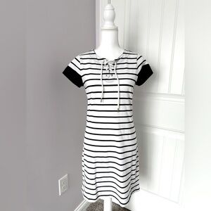 Tommy Hilfiger Navy Blue and White Striped Nautical Dress